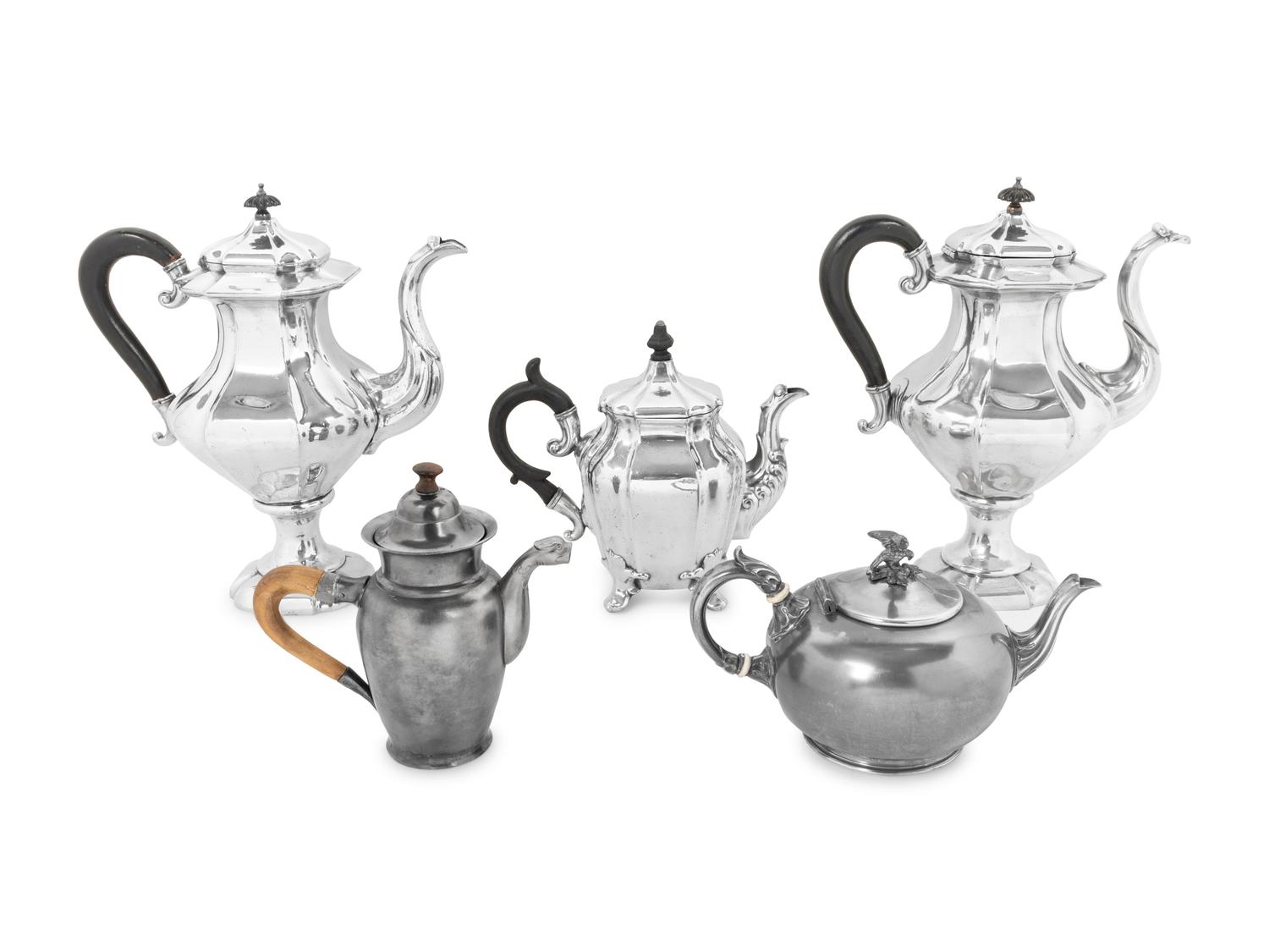 A Group of Assorted Pewter Table Articles