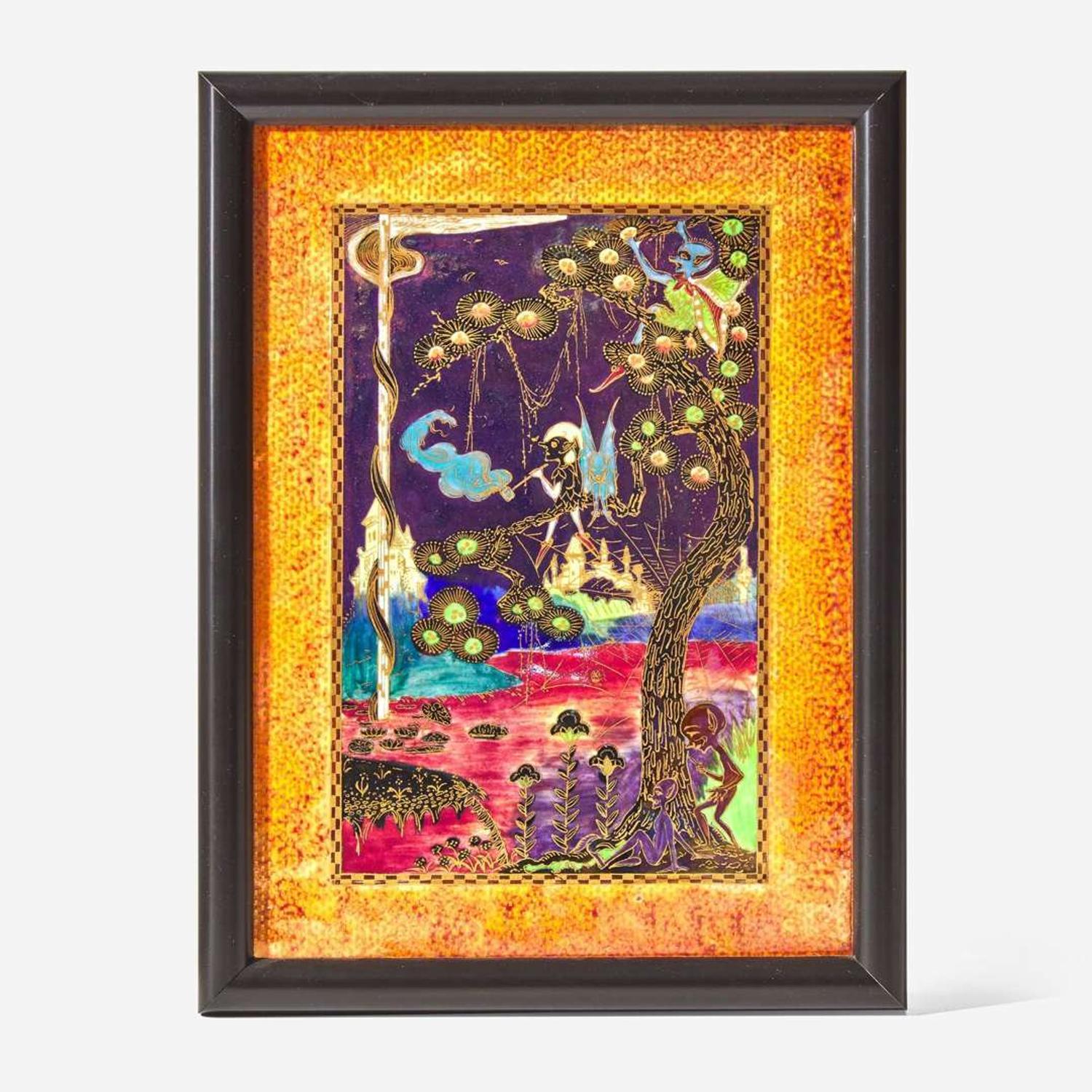 A Wedgwood "Elves in a Pine Tree" Plaque UK, circa 1925