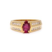 RUBY, DIAMOND, AND YELLOW GOLD RING