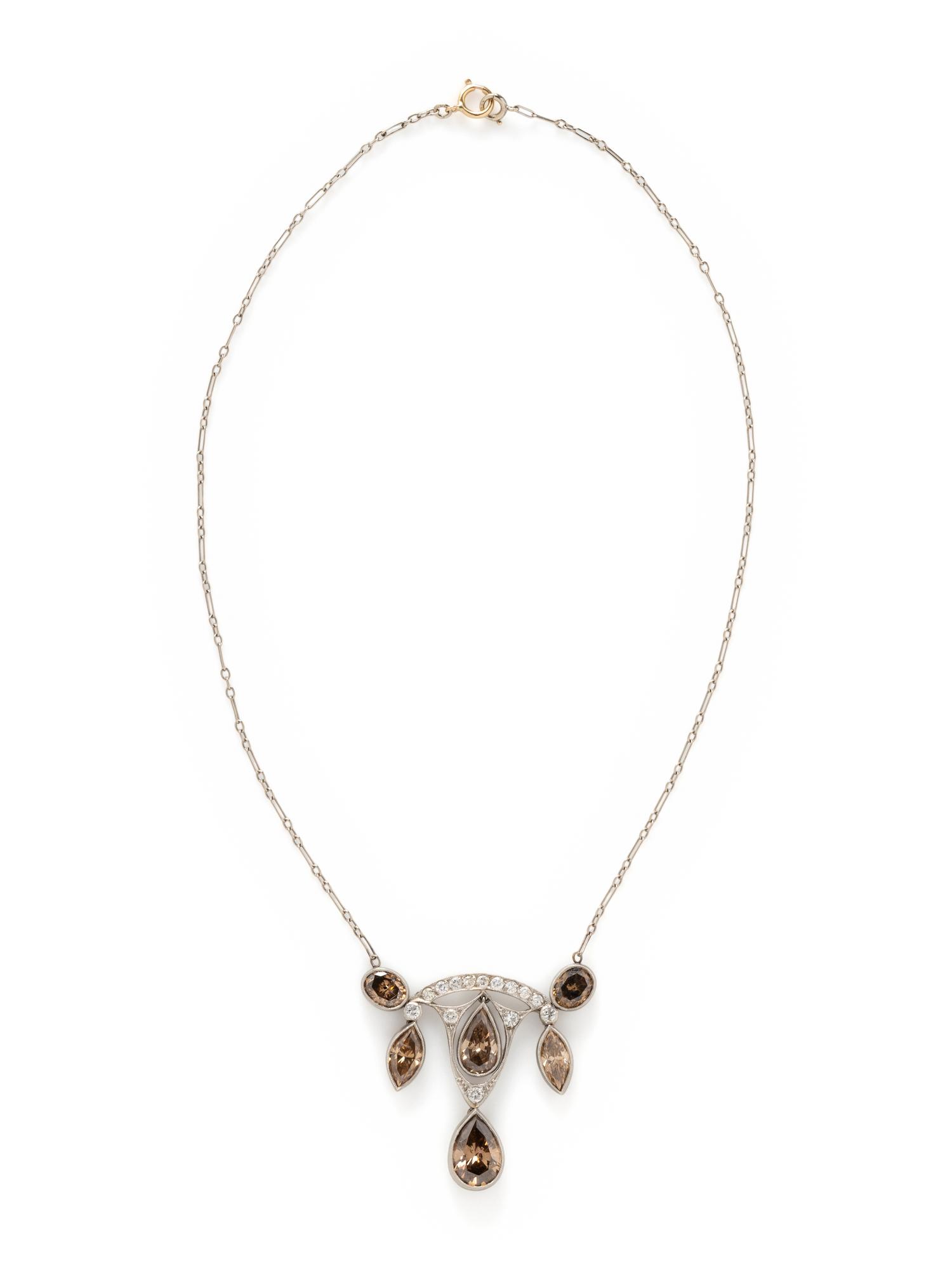 BROWN DIAMOND AND DIAMOND NECKLACE