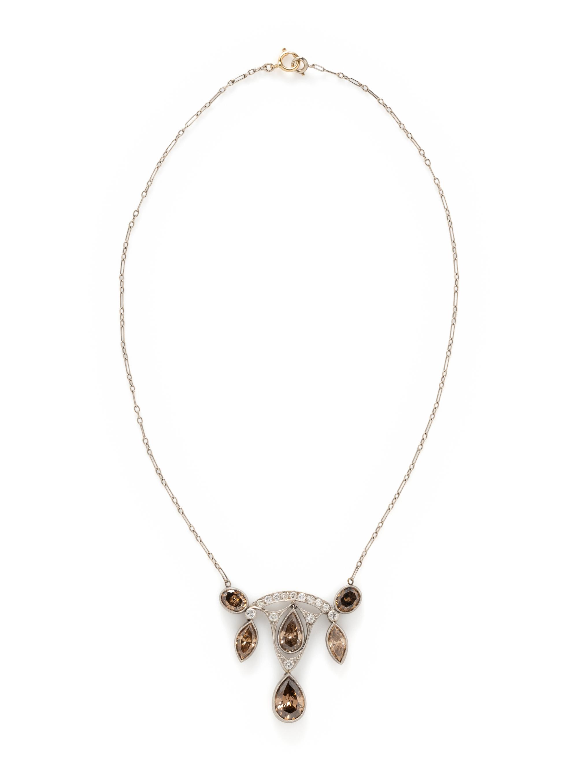 BROWN DIAMOND AND DIAMOND NECKLACE