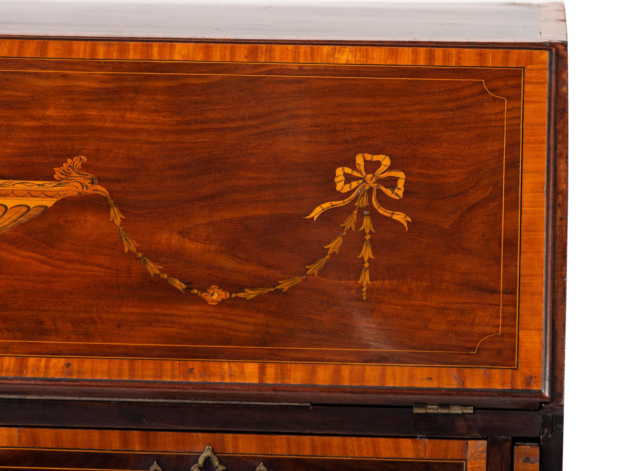 A George III Style Mahogany Urn Inlaid Slant Front Desk