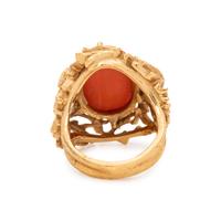 CORAL AND DIAMOND RING