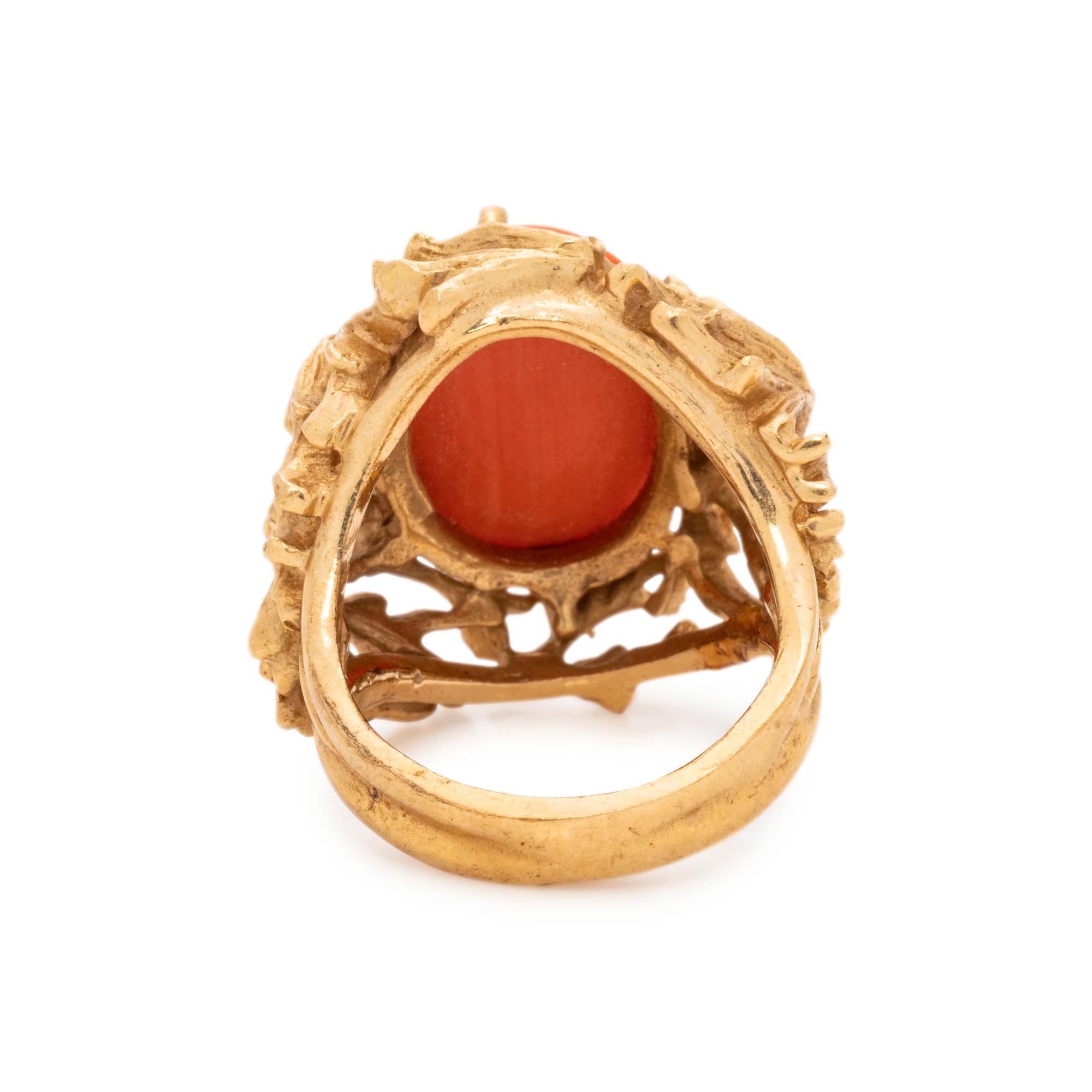CORAL AND DIAMOND RING
