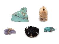 Turquoise Fetishes, Miniature Pomo Basket, and Netsuke