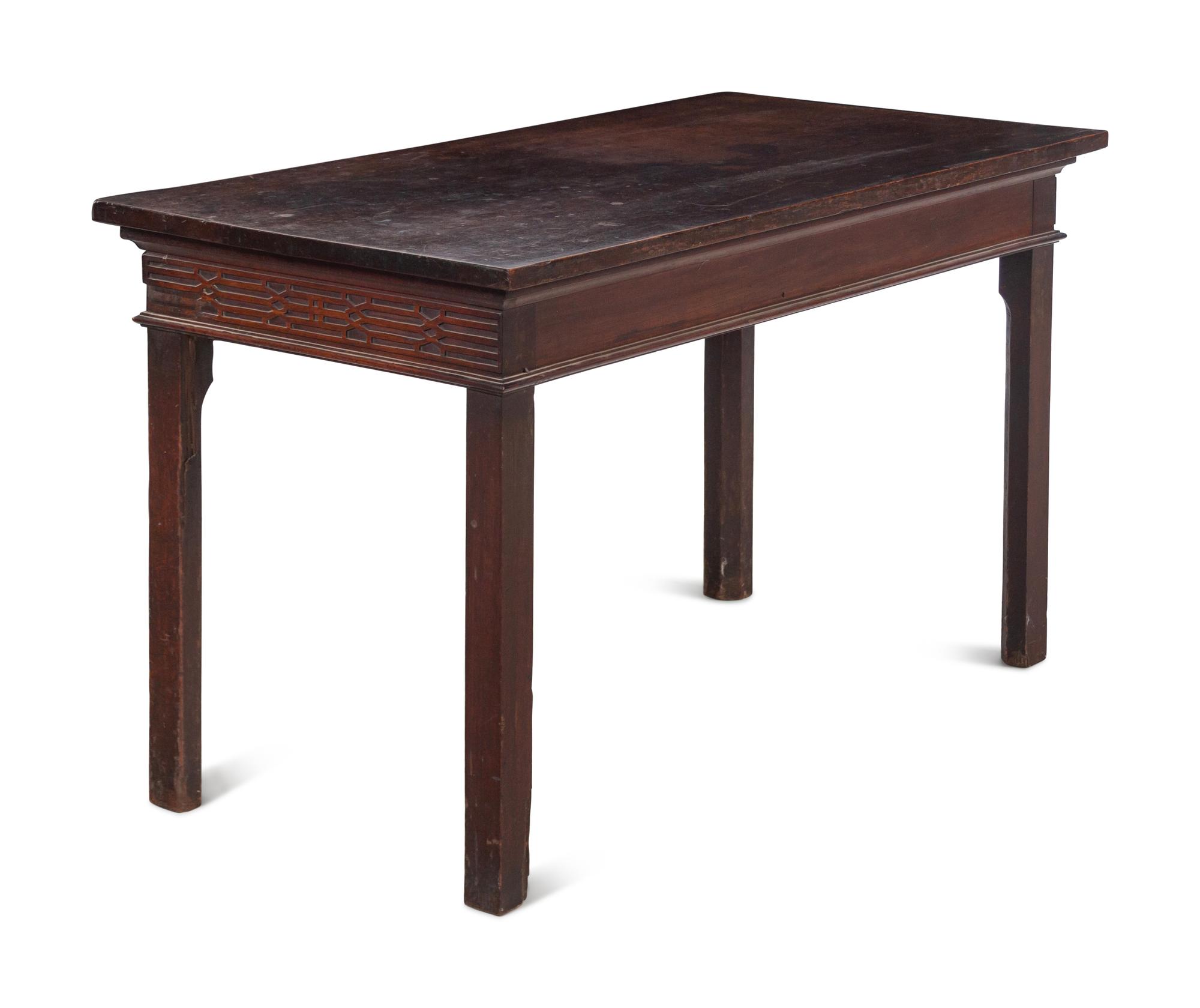 A George III Style Blind Fret-Carved Mahogany Table