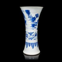 A Chinese Blue and White Porcelain 'Figure' Gu Vase, Transitional Period, 17th Century 明末清初 青花人物故事圖觚