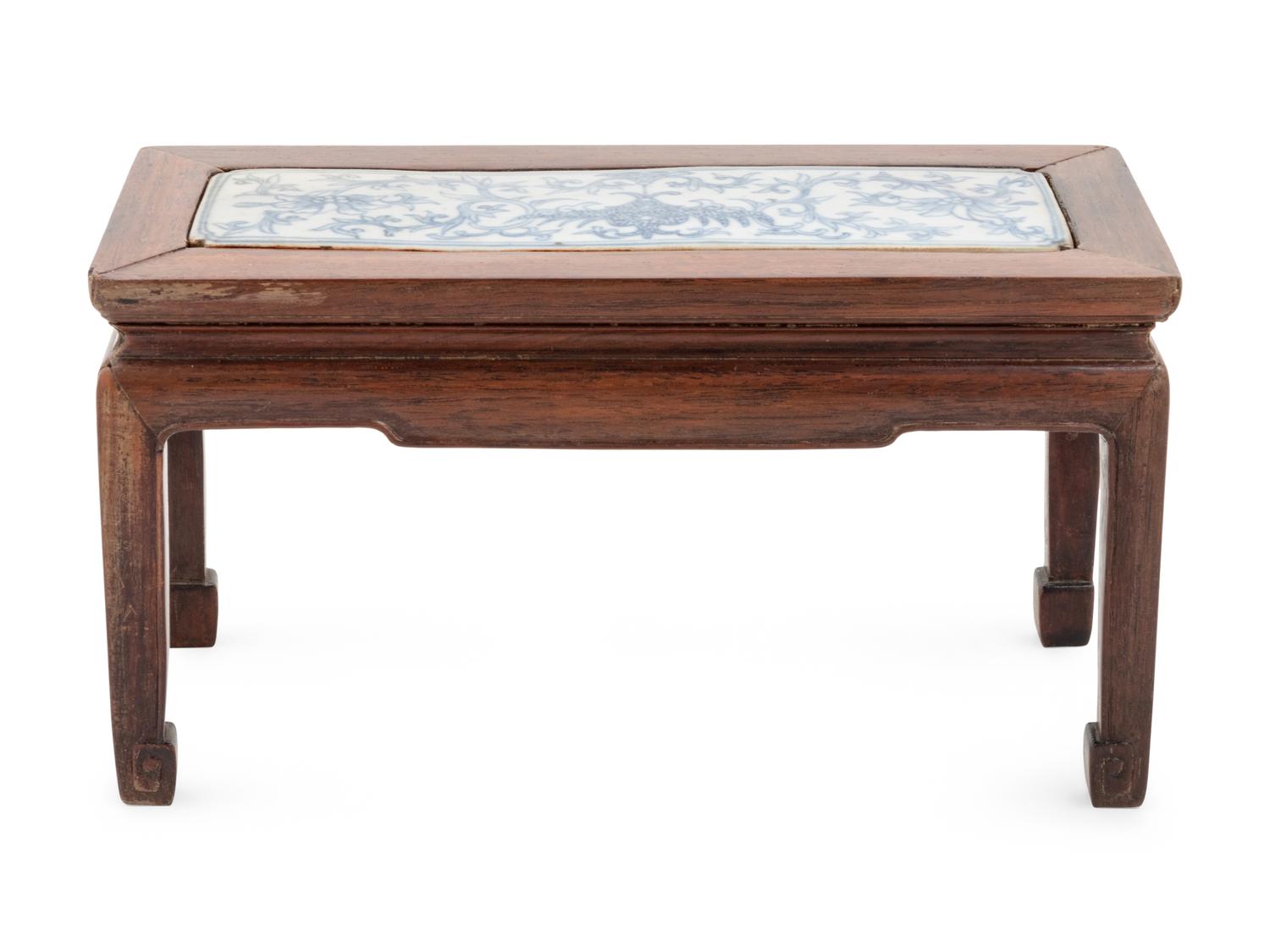 A Blue and White Porcelain Inset Diminutive Altar Table