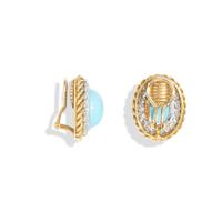 TURI, PECTOLITE, DIAMOND, AND YELLOW GOLD EARRINGS