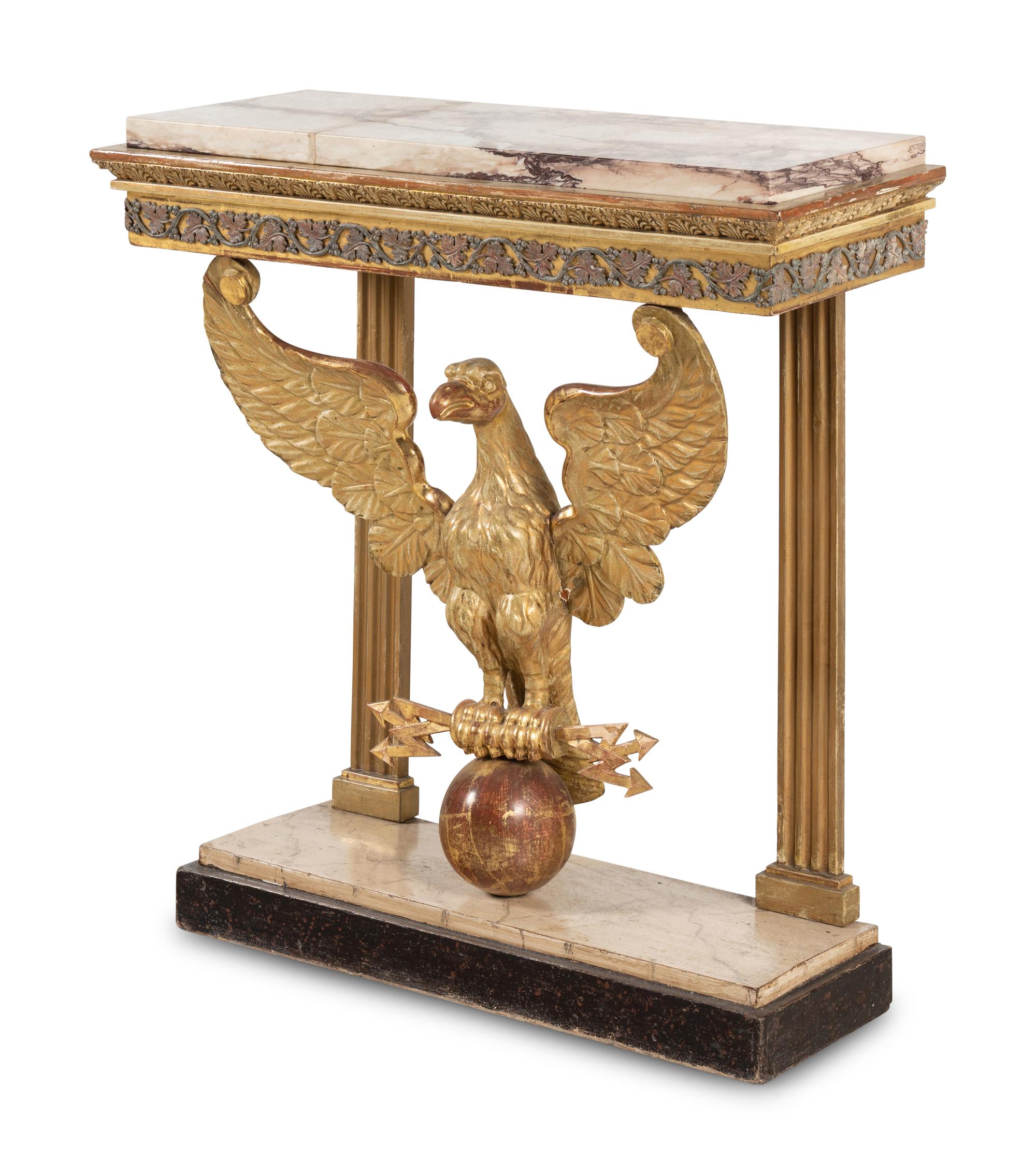 A Swedish Giltwood Marble-Top Pier Table