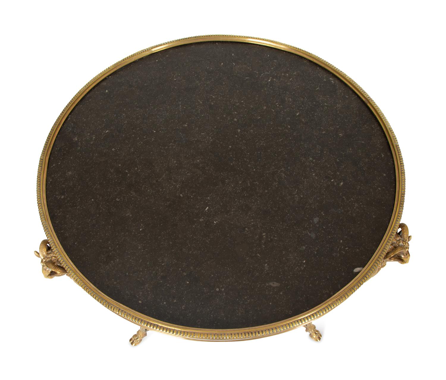 A Pair of Gilt Metal and Black Marble Two Tier Gueridon Tables — 20th Century