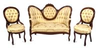 A Victorian Walnut Parlor Suite, Width of first 49 inches.