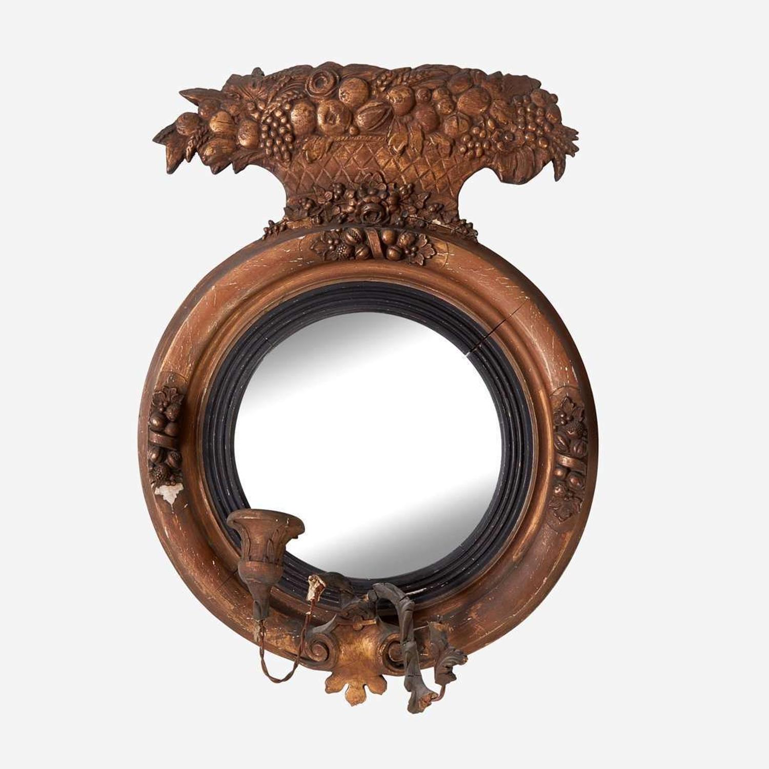 A Classical Carved Giltwood Girandole Mirror