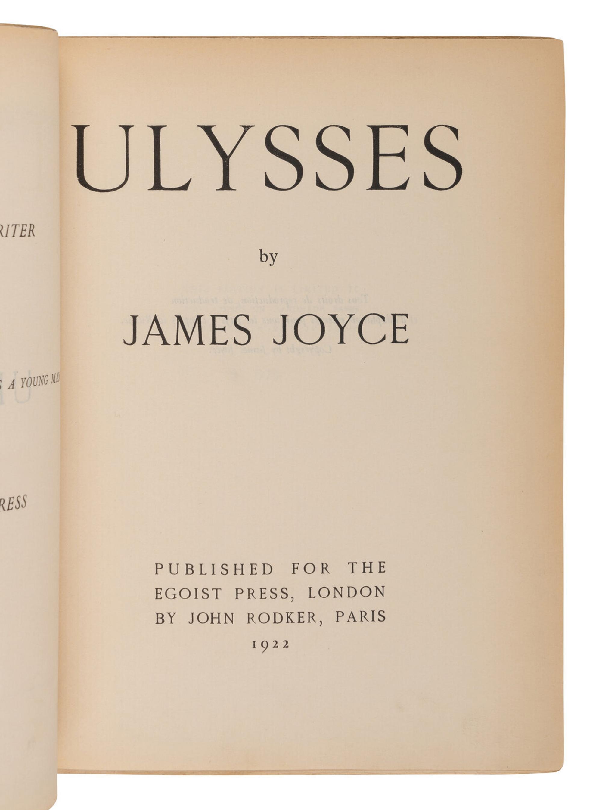 Joyce, James (1882-1941). Ulysses . London and Paris: John Rodker for The Egoist Press, 1922.