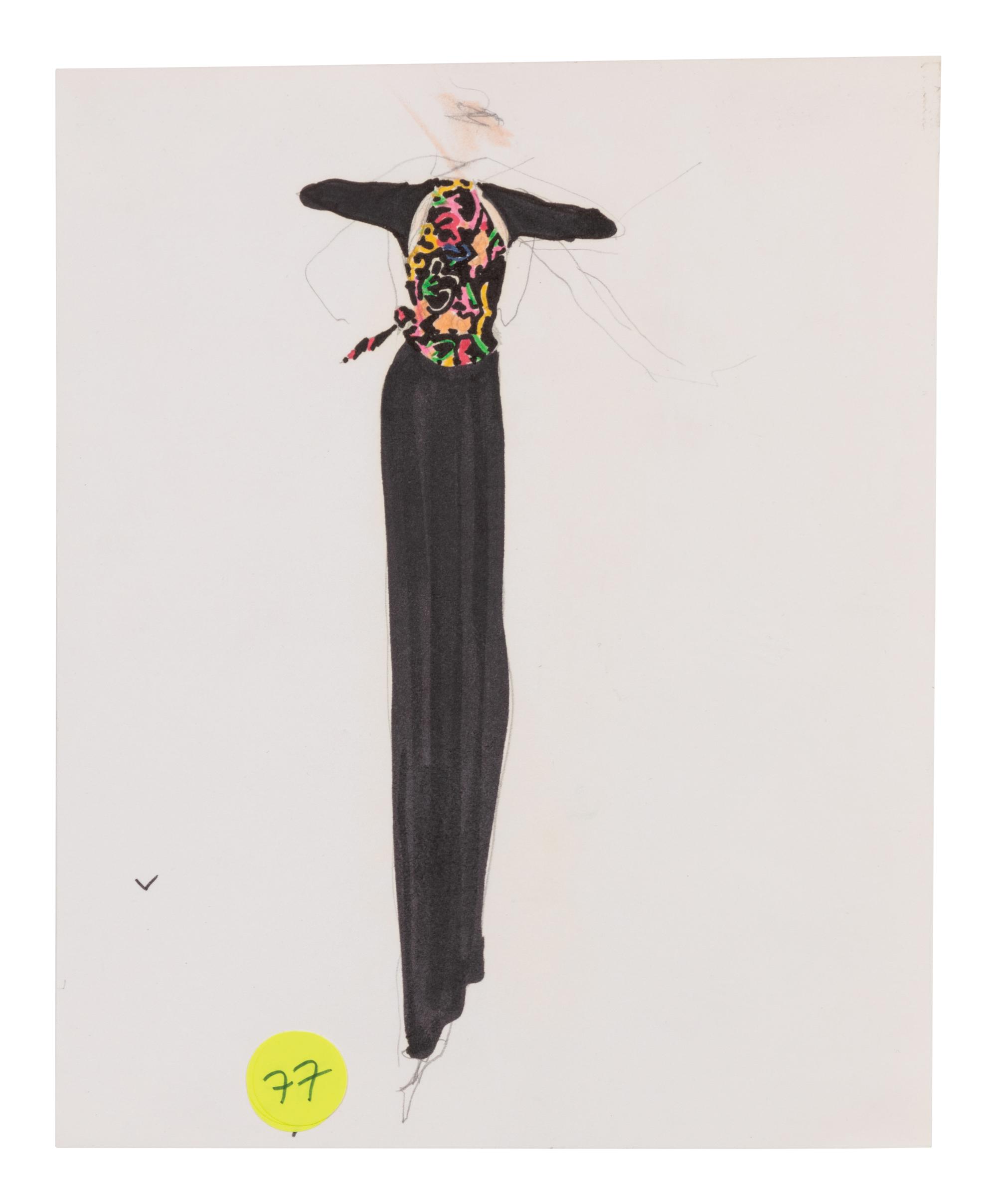 Two Alber Elbaz for Geoffrey Beene Fashion Illustrations, c.1989