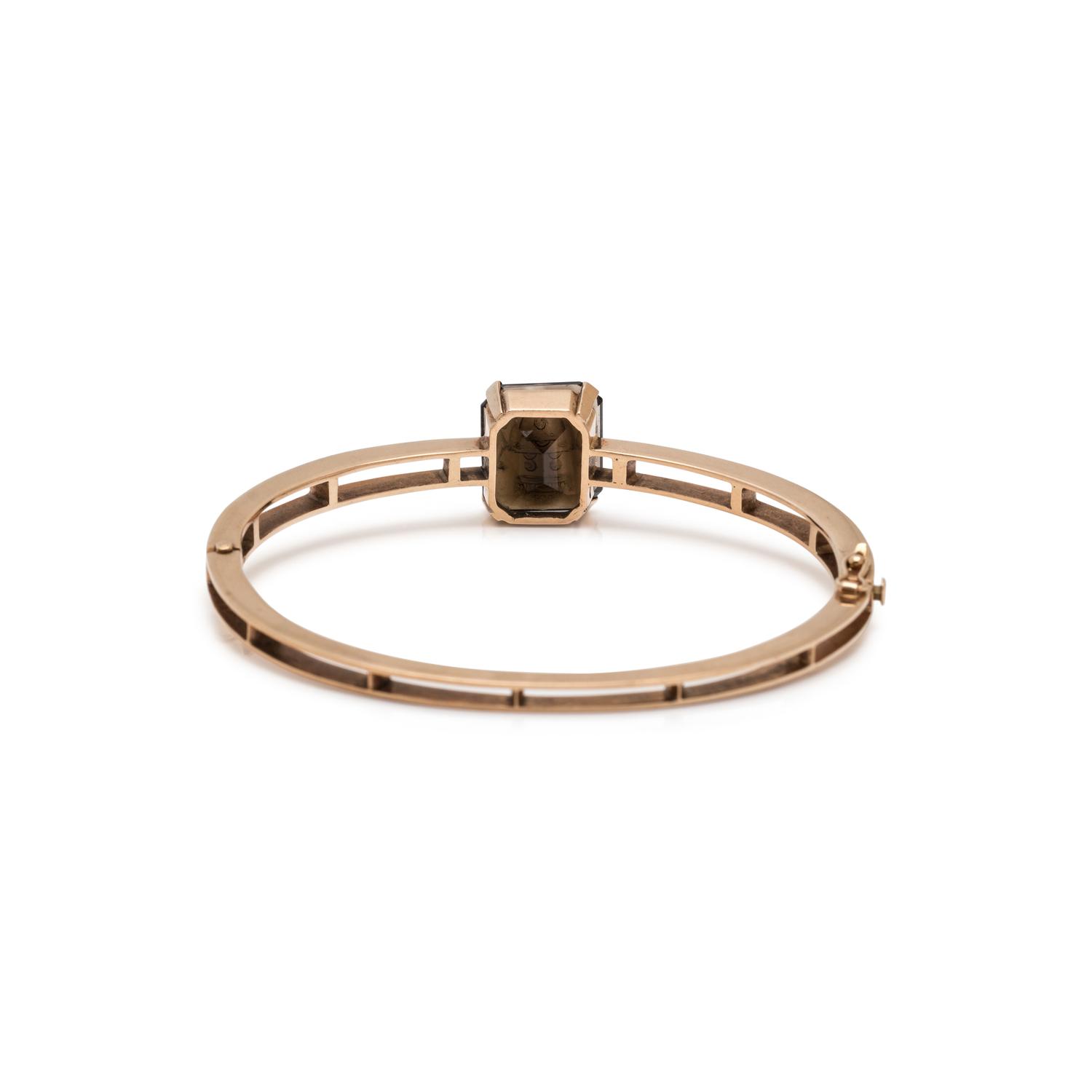 ROSE GOLD AND SMOKY QUARTZ INTAGLIO BANGLE BRACELET