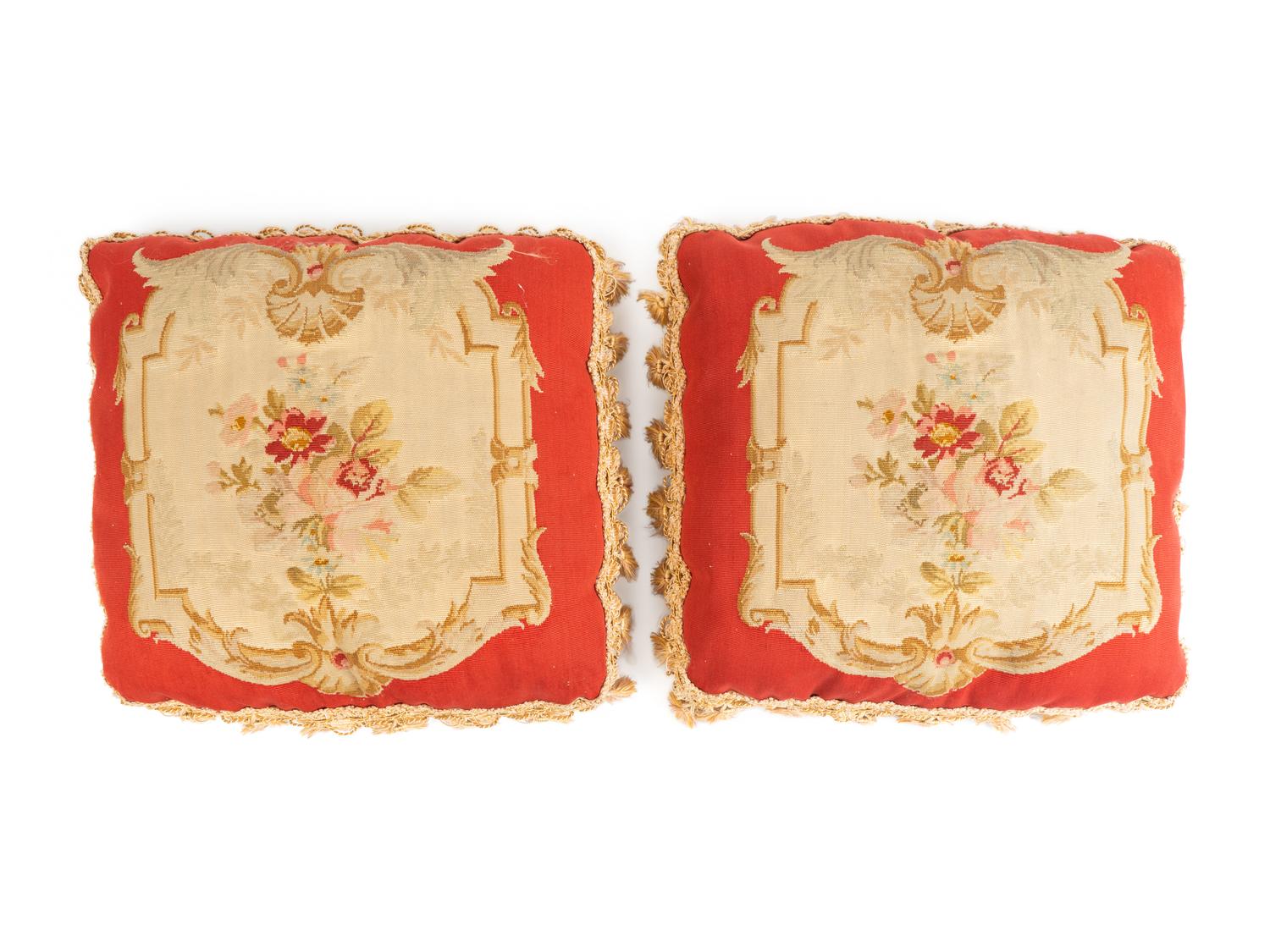 A Pair of Aubusson Tapestry Pillows — 19TH CENTURY