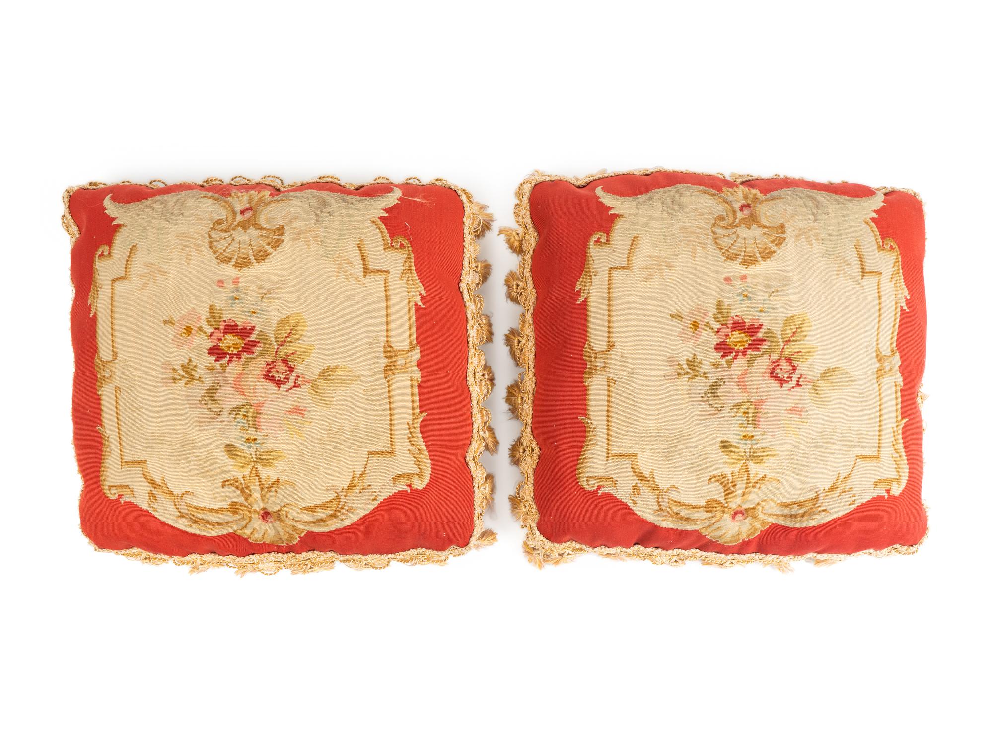A Pair of Aubusson Tapestry Pillows — 19TH CENTURY