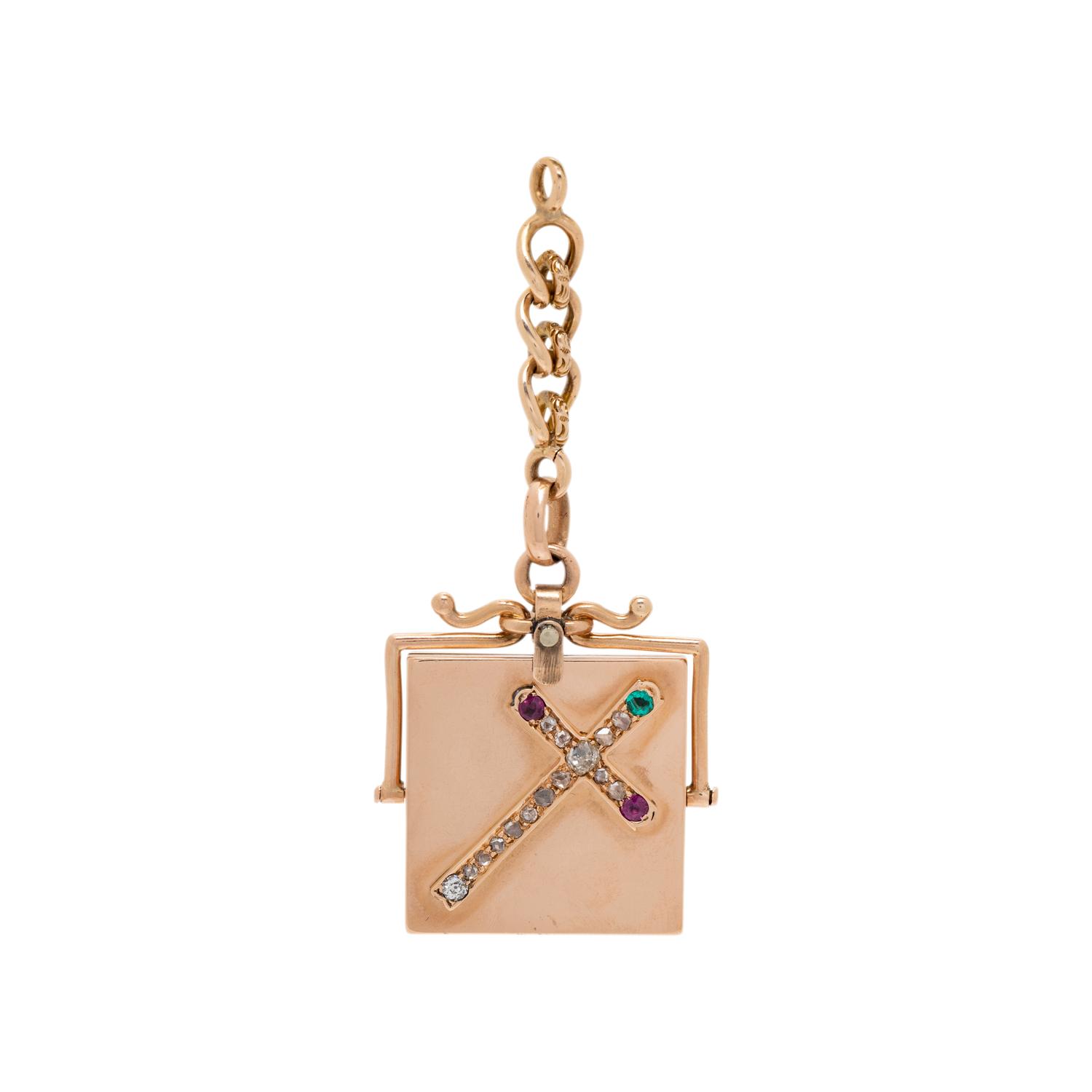 ROSE GOLD, DIAMOND AND GEMSTONE LOCKET PENDANT