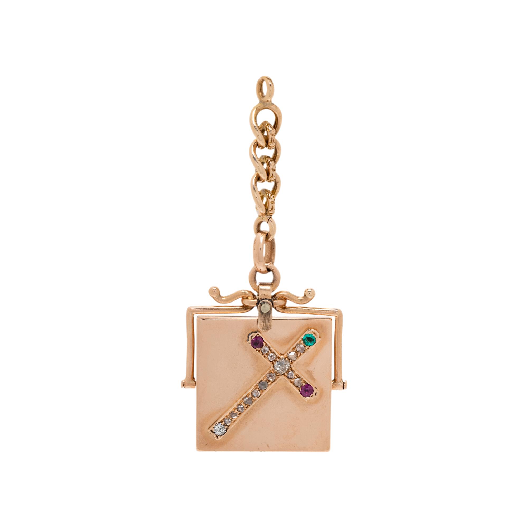 ROSE GOLD, DIAMOND AND GEMSTONE LOCKET PENDANT