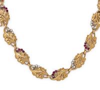 FRENCH, ART NOUVEAU, YELLOW GOLD, RUBY AND PEARL CONVERTIBLE NECKLACE