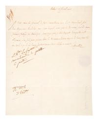 LAFAYETTE, Marie-Joseph Paul Yves Roch Gilbert du Motier, Marquis de (1757-1834). Document signed ("Lafayette") to General Louis-Alexandre Berthier, French Minister of War. 5 May 1794. [ With: ] Lafayette mourning ribbon, 1843.