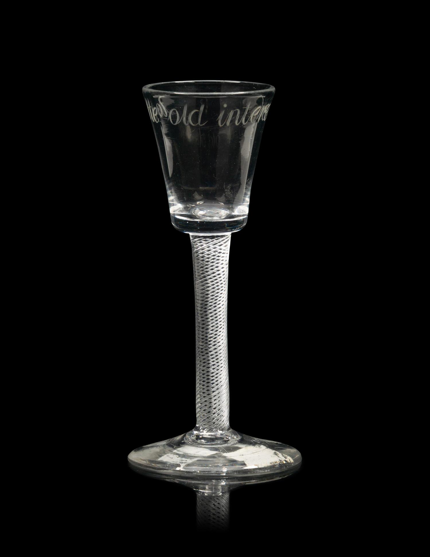 A Rare Engraved Air Twist Glass of Political Interest