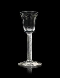A Rare Engraved Air Twist Glass of Political Interest