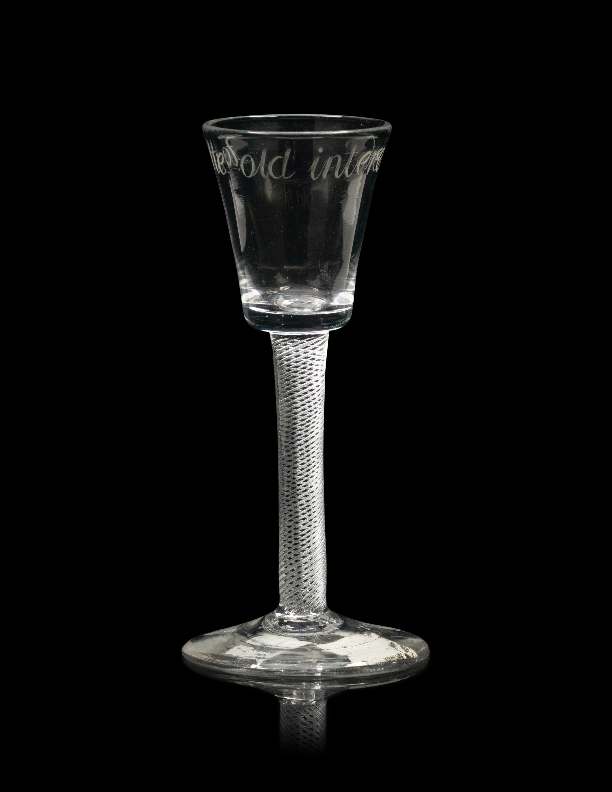 A Rare Engraved Air Twist Glass of Political Interest