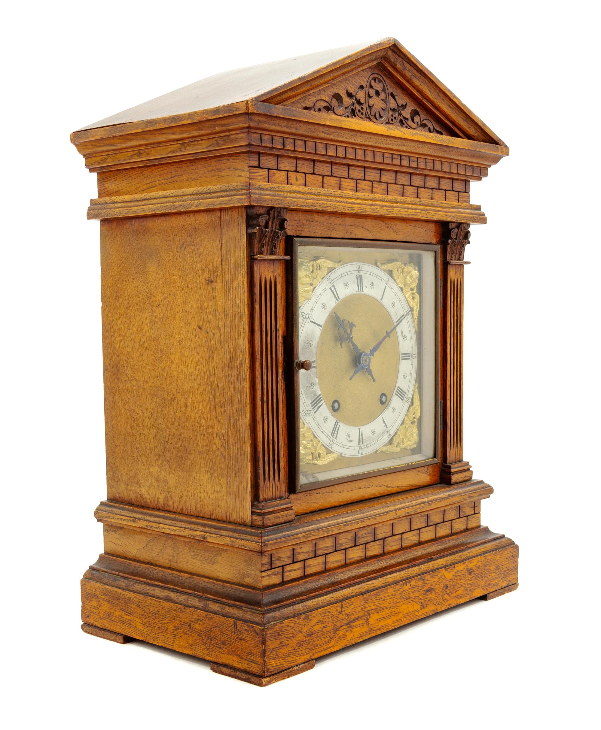 A German Oak Mantel Clock