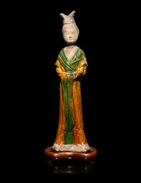 A Chinese Sancai- Glazed Pottery Lady