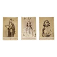 [Native Americana]. A group of 3 cabinet cards of Native American subjects by Bell, Gardner, and Jackson.