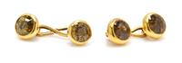 A Pair of Antique Yellow Gold and Zircon Cufflinks, 9.50 dwts.