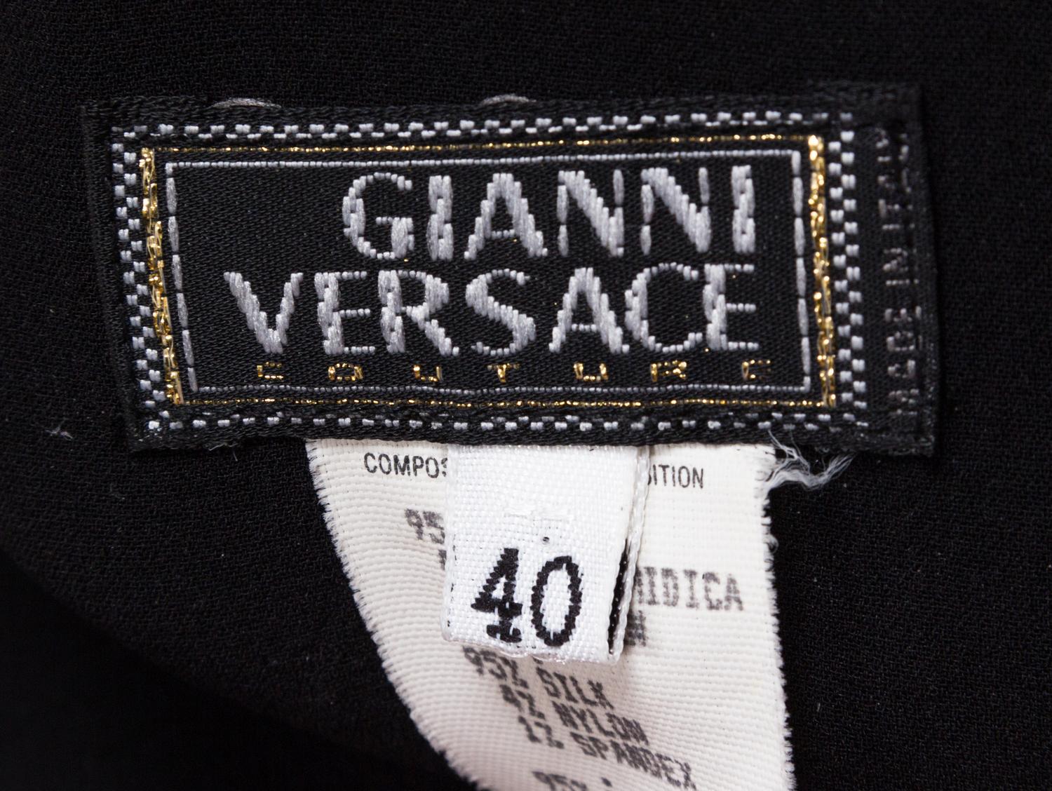 A Gianni Versace Black Silk Studded Column Gown, Size 40.