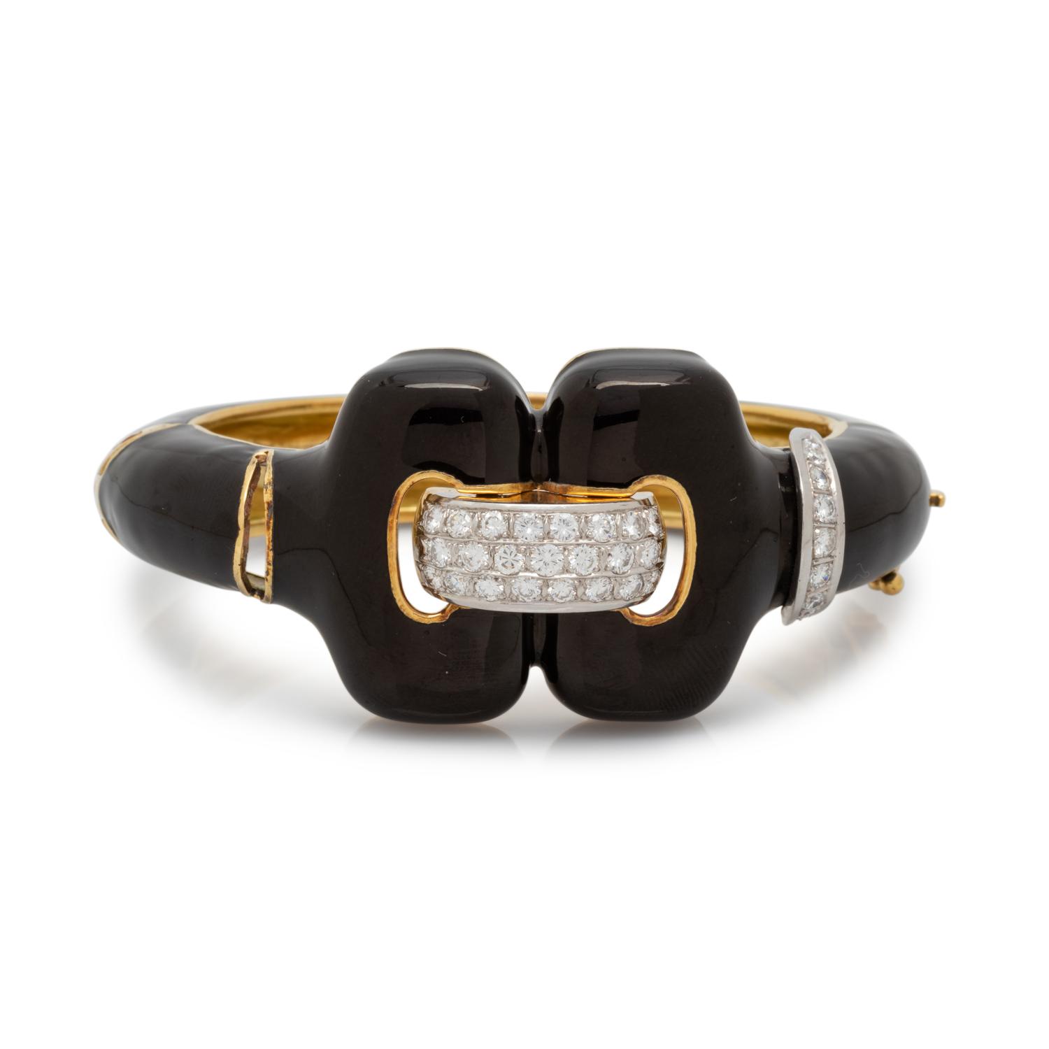 ENAMEL AND DIAMOND BANGLE BRACELET