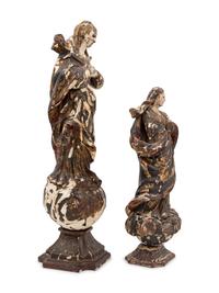 Two Carved and Painted Figures of Angels