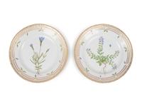 Two Royal Copenhagen Flora Danica Porcelain Salad Plates