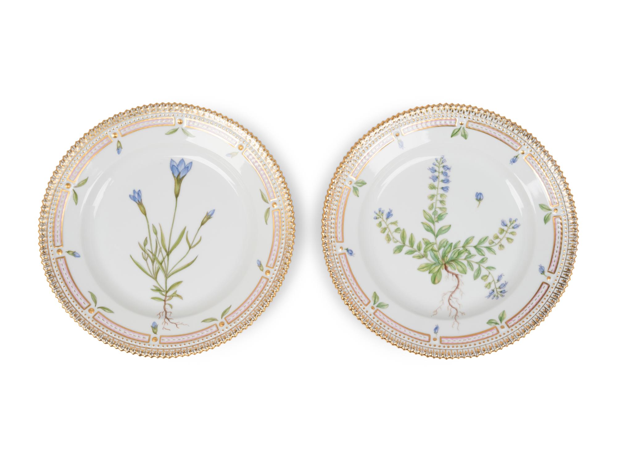 Two Royal Copenhagen Flora Danica Porcelain Salad Plates