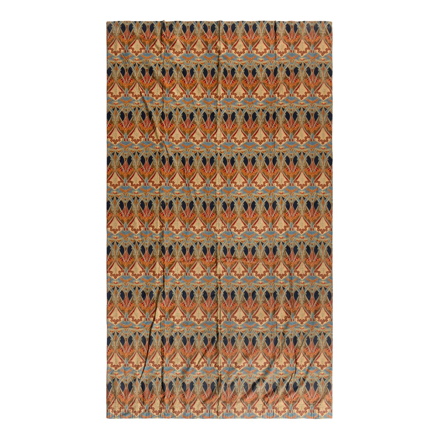 An Art Nouveau Block-Printed Cotton Panel