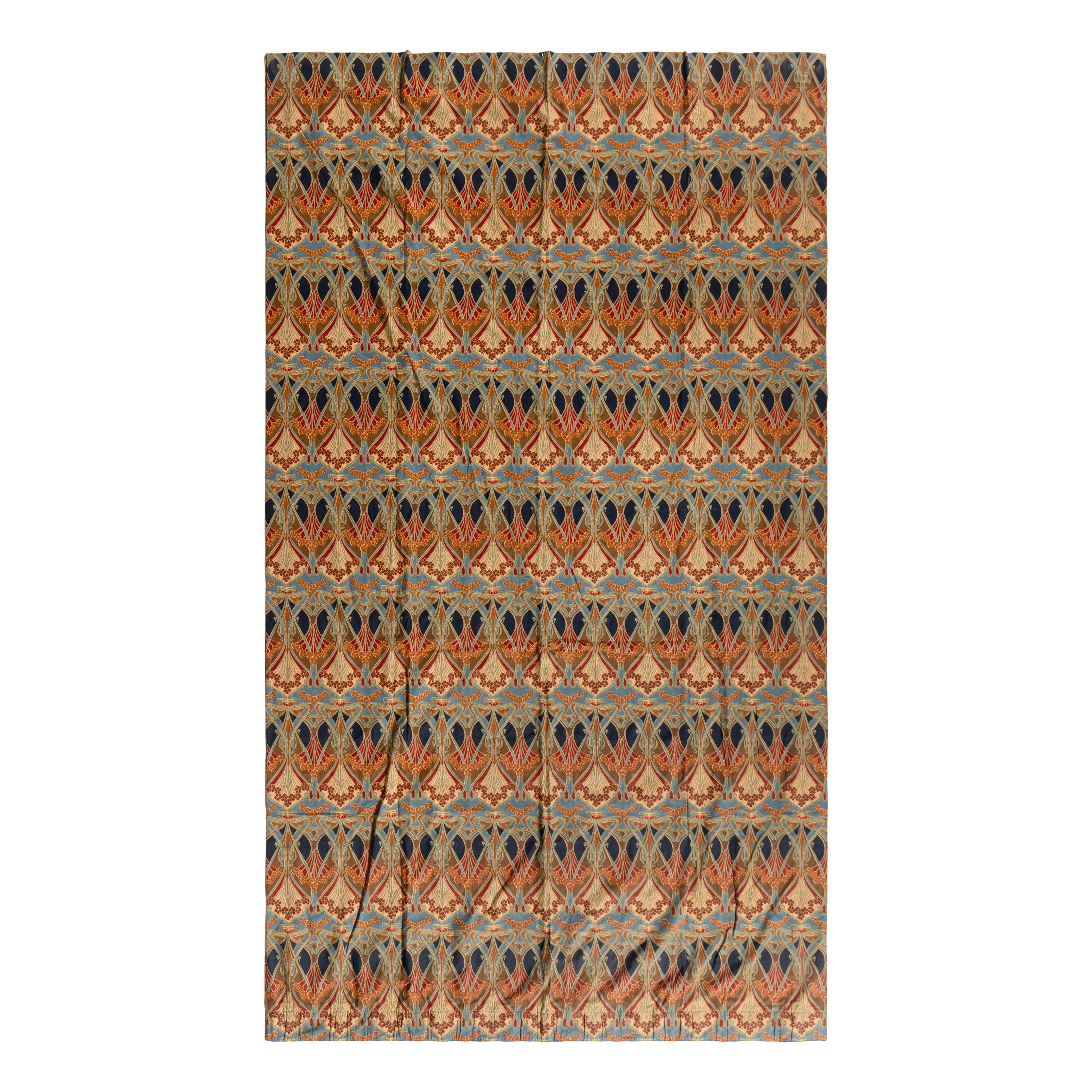 An Art Nouveau Block-Printed Cotton Panel