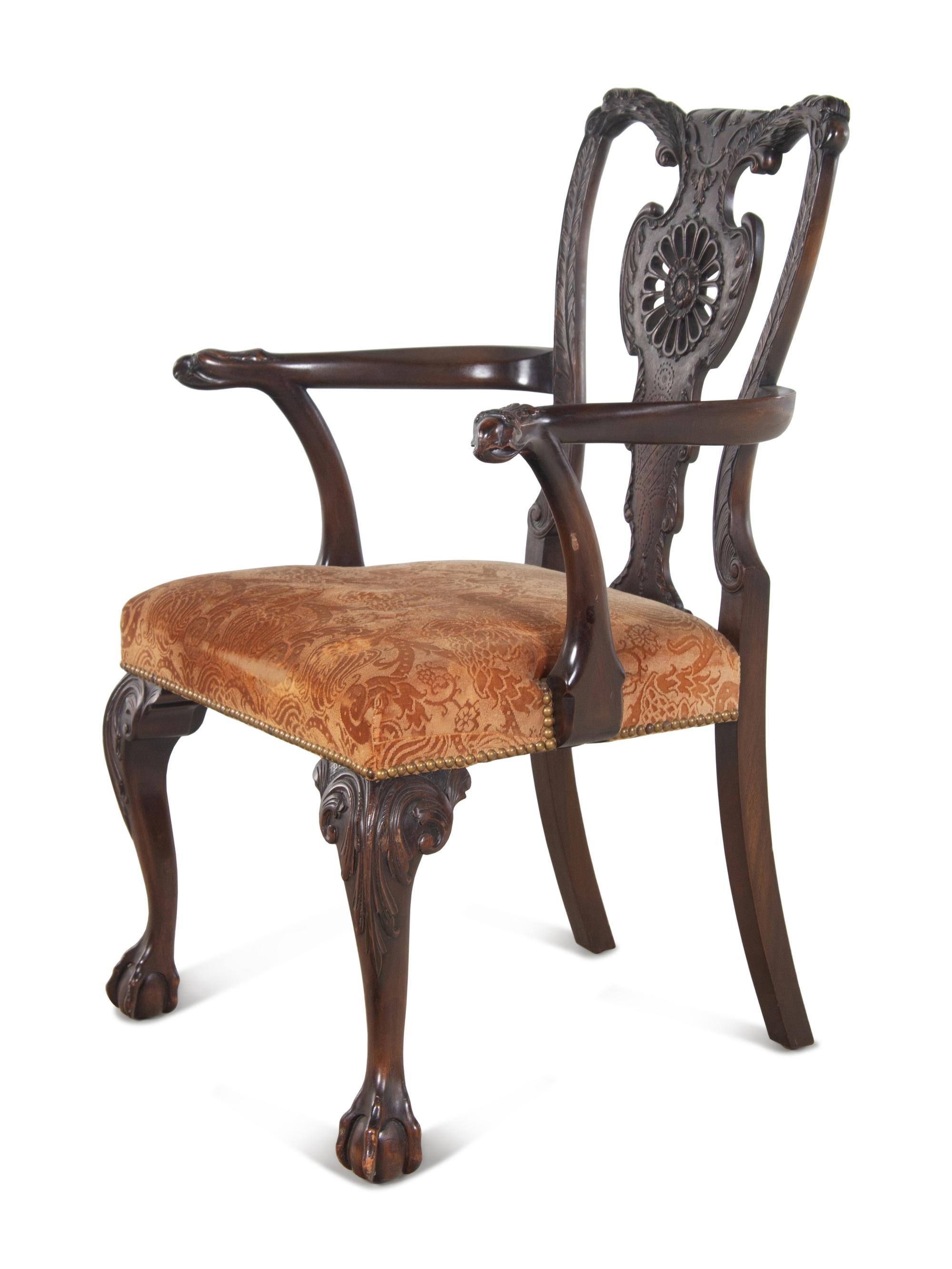 A George II Style Carved Mahogany Armchair