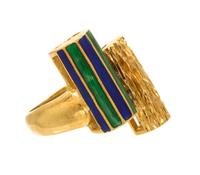 An 18 Karat Yellow Gold and Polychrome Enamel Ring, Italian, 6.30 dwts.
