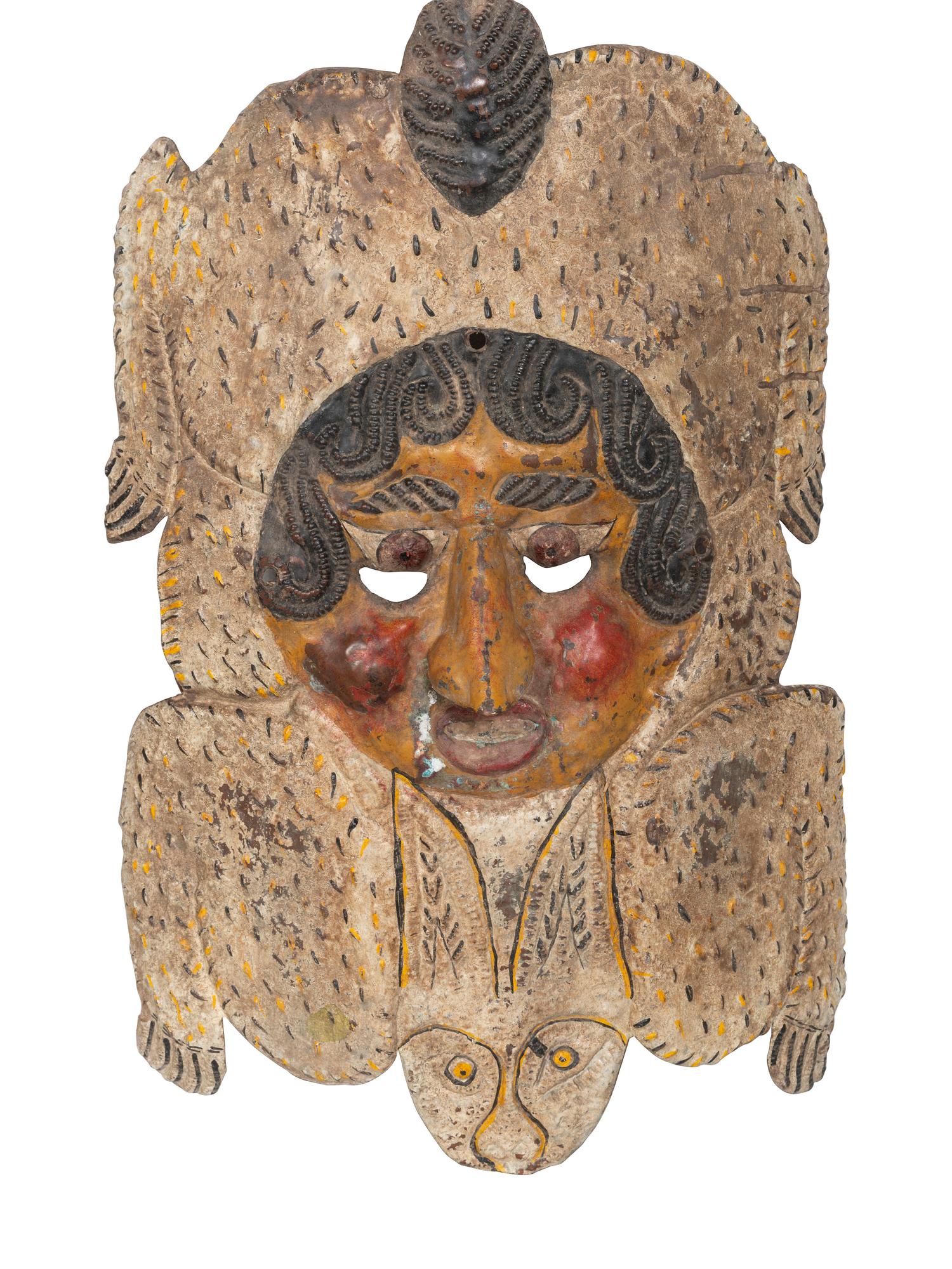 Four Mexican Copper Festival Masks