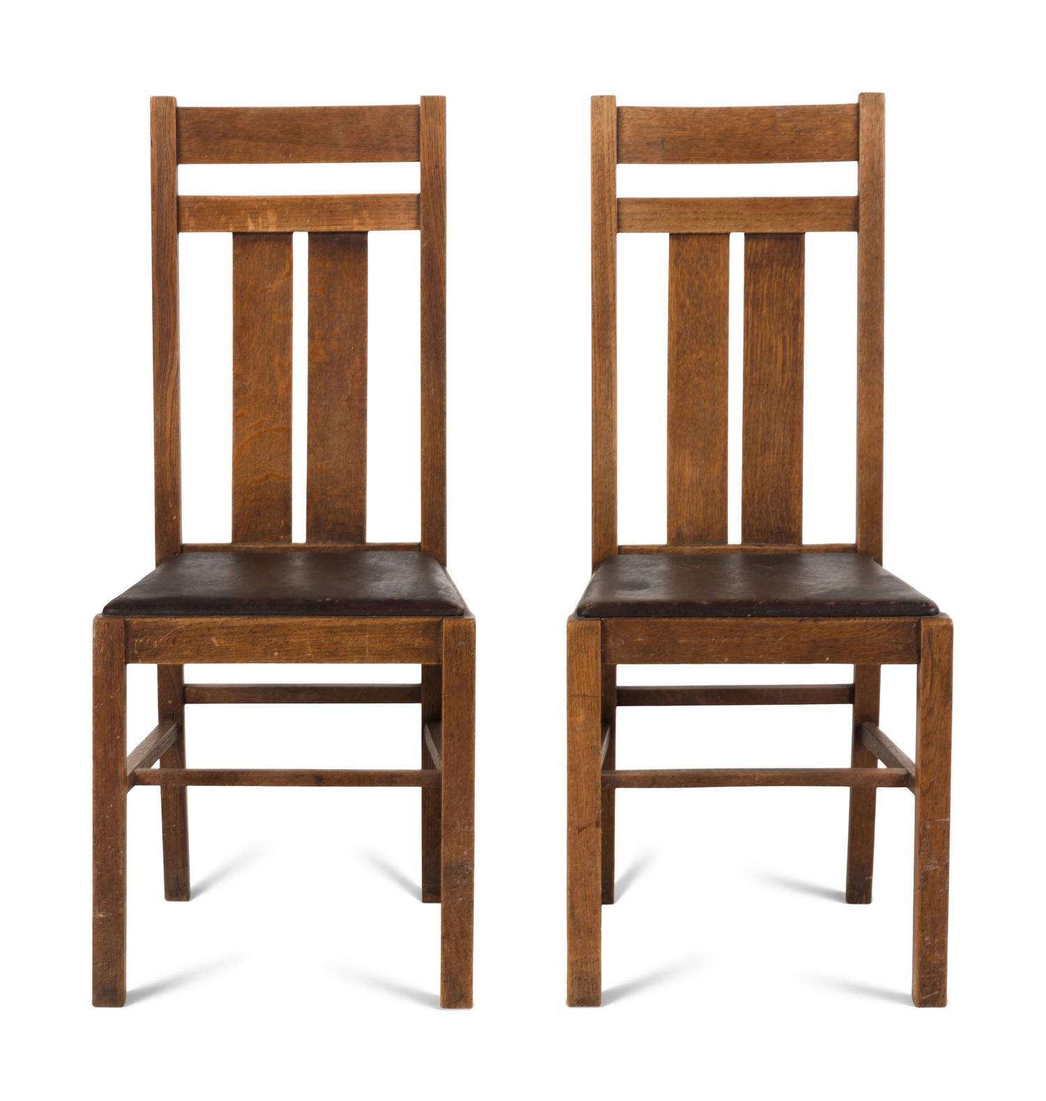 A Pair of American Arts and Crafts Oak Side Chairs