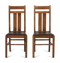 A Pair of American Arts and Crafts Oak Side Chairs
