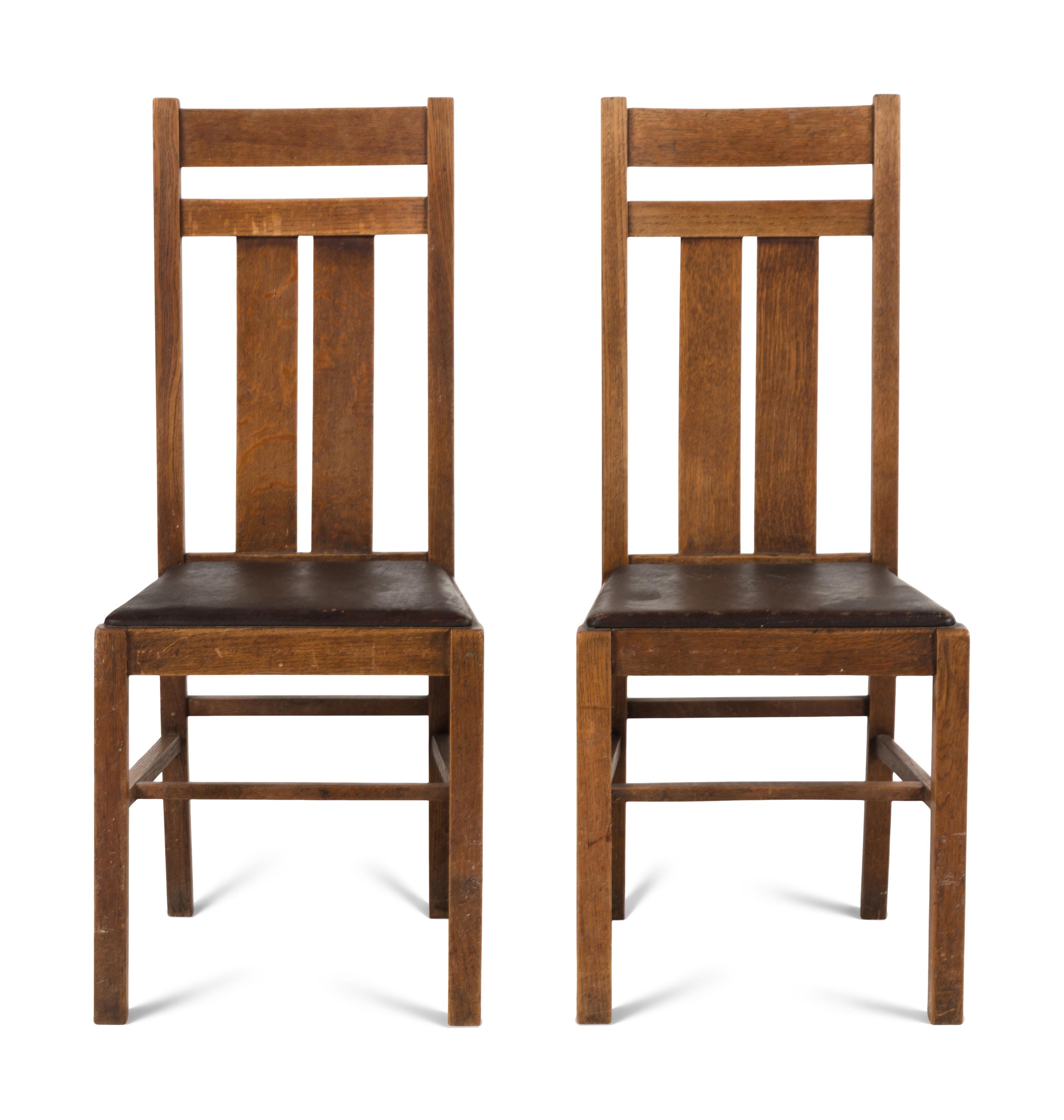 A Pair of American Arts and Crafts Oak Side Chairs