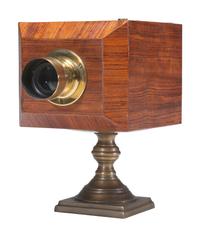 [CAMERAS]. Replica chamfered ninth plate daguerreotype camera with Gasc and Charconnet lens.