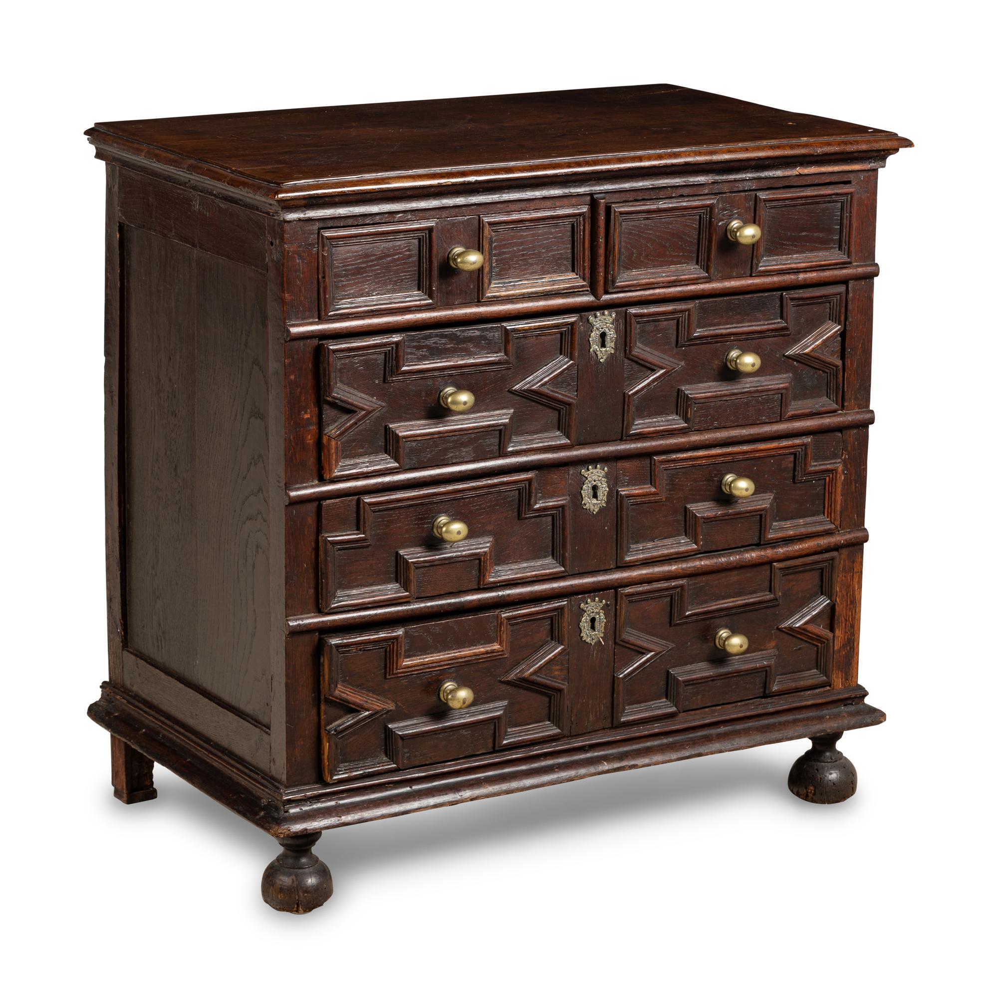 A Charles II Oak Chest of Drawers
