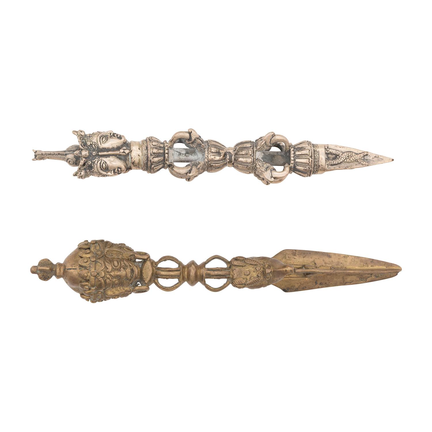 Two Tibetan Dorje Phurba Ritual Daggers