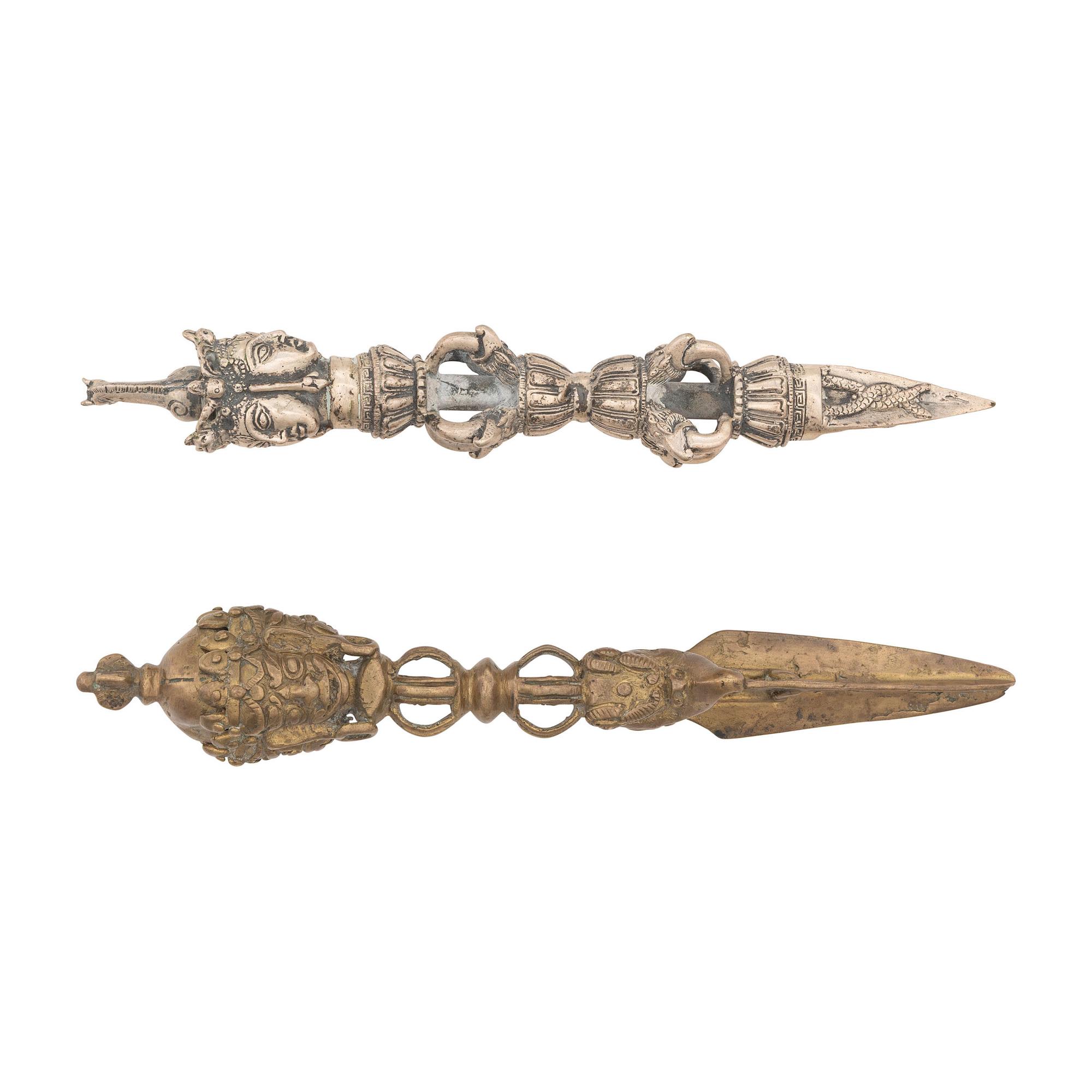 Two Tibetan Dorje Phurba Ritual Daggers